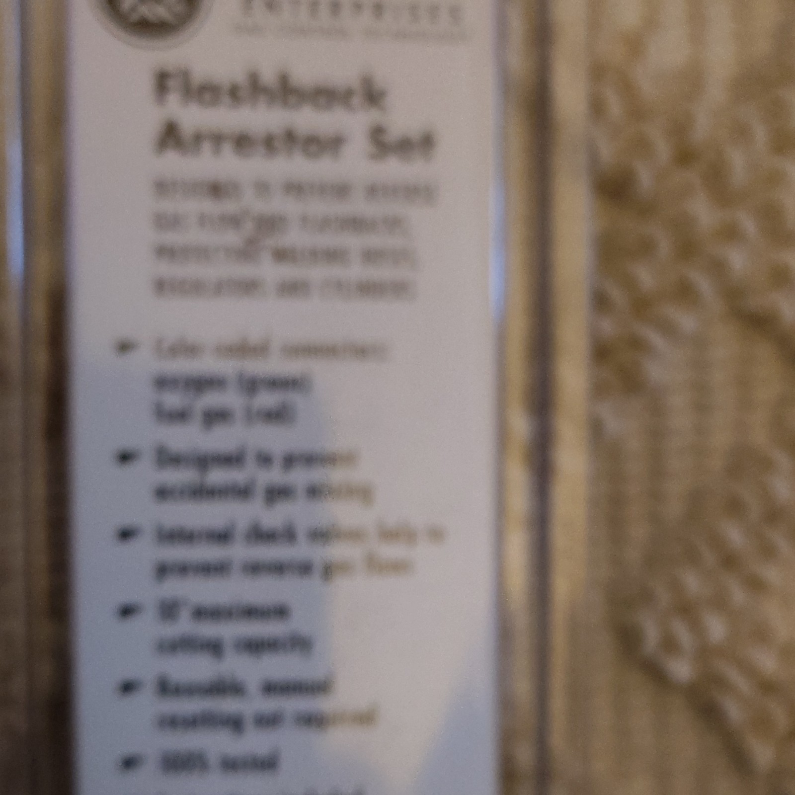 Western Enterprises FA-10 Flashback Arrestor/Check Valve, B-Size 9/16-18 UNF