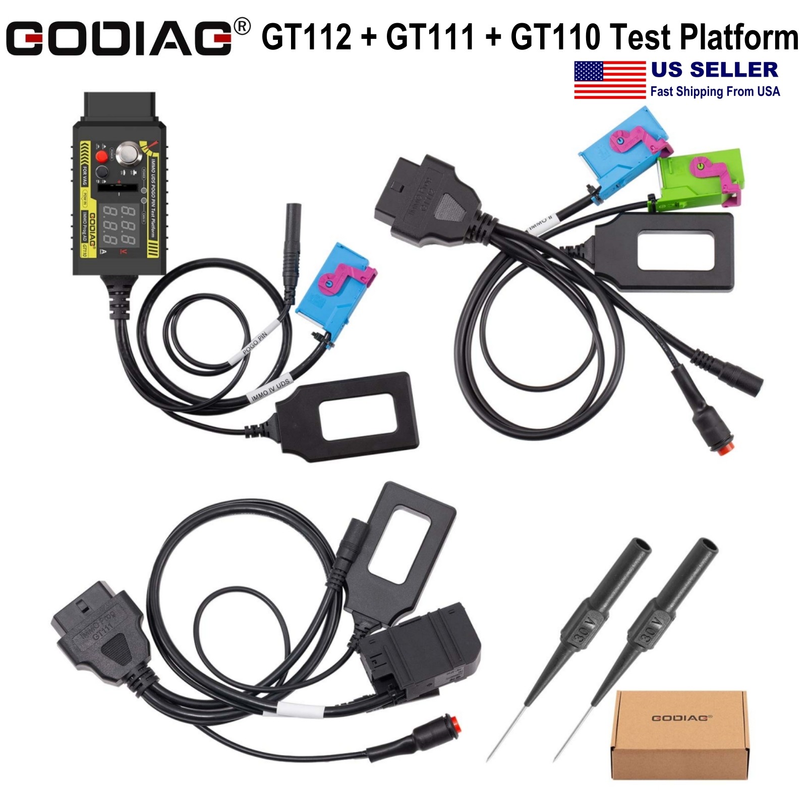 GODIAG GT112+GT111+GT110 IMMO Key Matching With POGO PIN Test Platform Cable