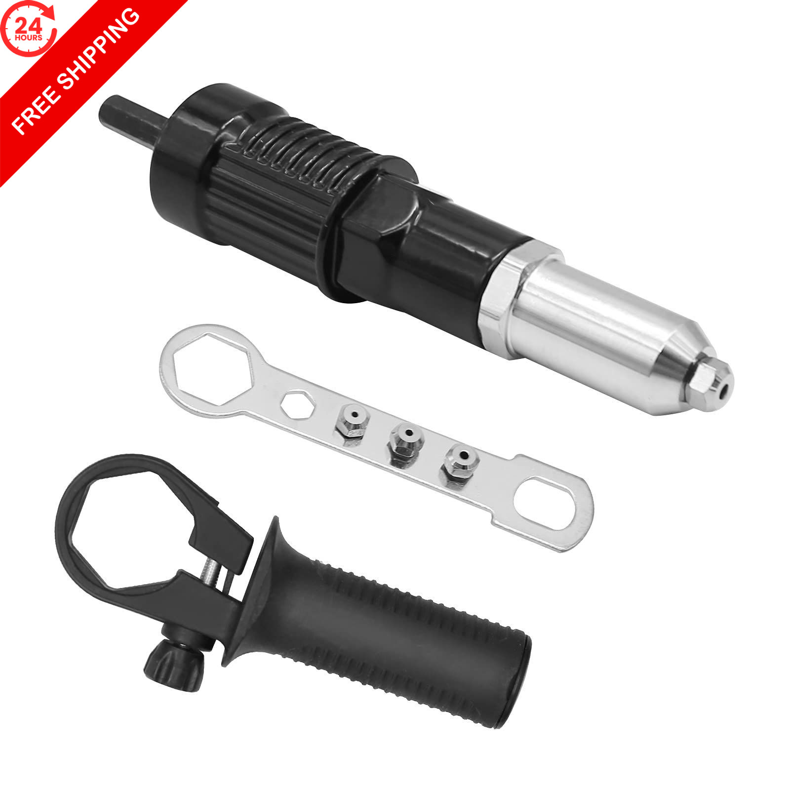 Vkinman Pop Rivet Gun Adapter Kit, Professional normal, Black