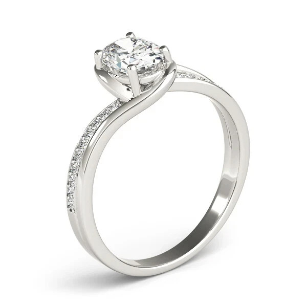 Oval Cut 2.20 Ct VVS1 Diamond Lab-Created Engagement Ring 14K White Gold Plated