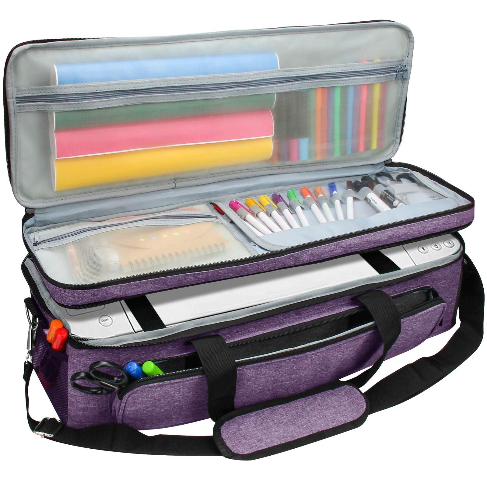Luxiv Double-Layer Carrying Case for Cricut Explore/Air/Maker - Portable 2 La...