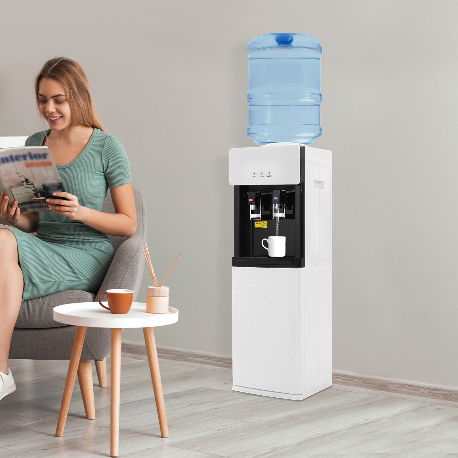Standing Hot & Cold Water Cooler Dispenser -5 Gallon Top Loading 110V 75W / 500W