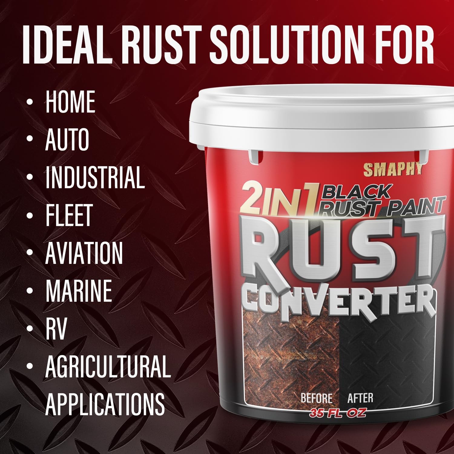 Rust Converter for Metal ,Stops & Prevents Corrosion 35 oz, No.01 Matte Black