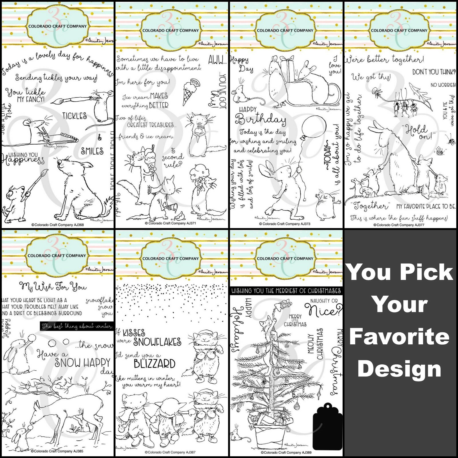 Colorado Craft Company Clear Stamps or Dies (Designs by Anita Jeram) YOU PICK