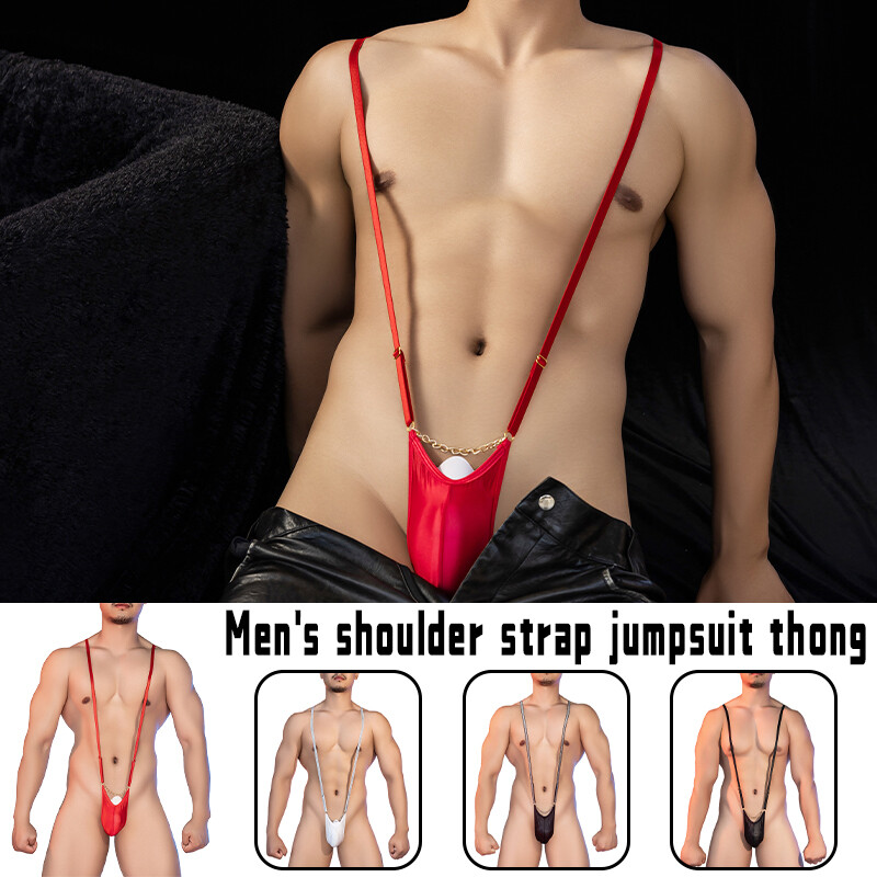Men Sexy Gay Lingerie Sheath Pouch Shiny Straps Thong G-String Panties Underwear