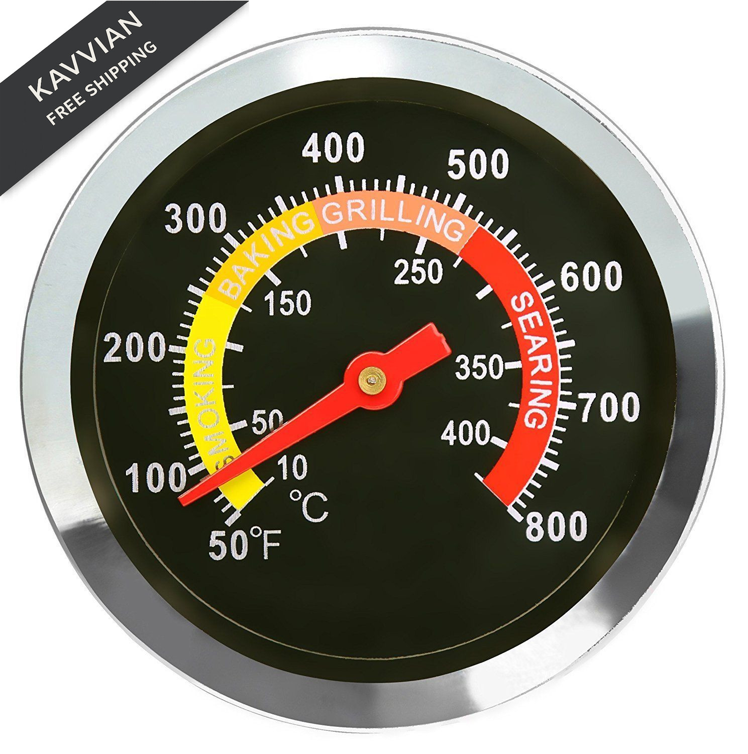 DOZYANT BBQ Charcoal Grill Smoker Temperature Gauge Pit Barbecue 2.38", Black
