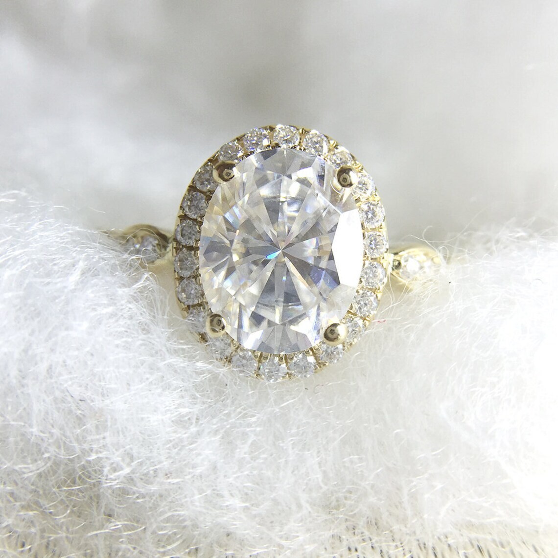 4.50 Ct Oval Cut White Diamond Lab-Created Engagement Ring 14K Yellow Gold Over
