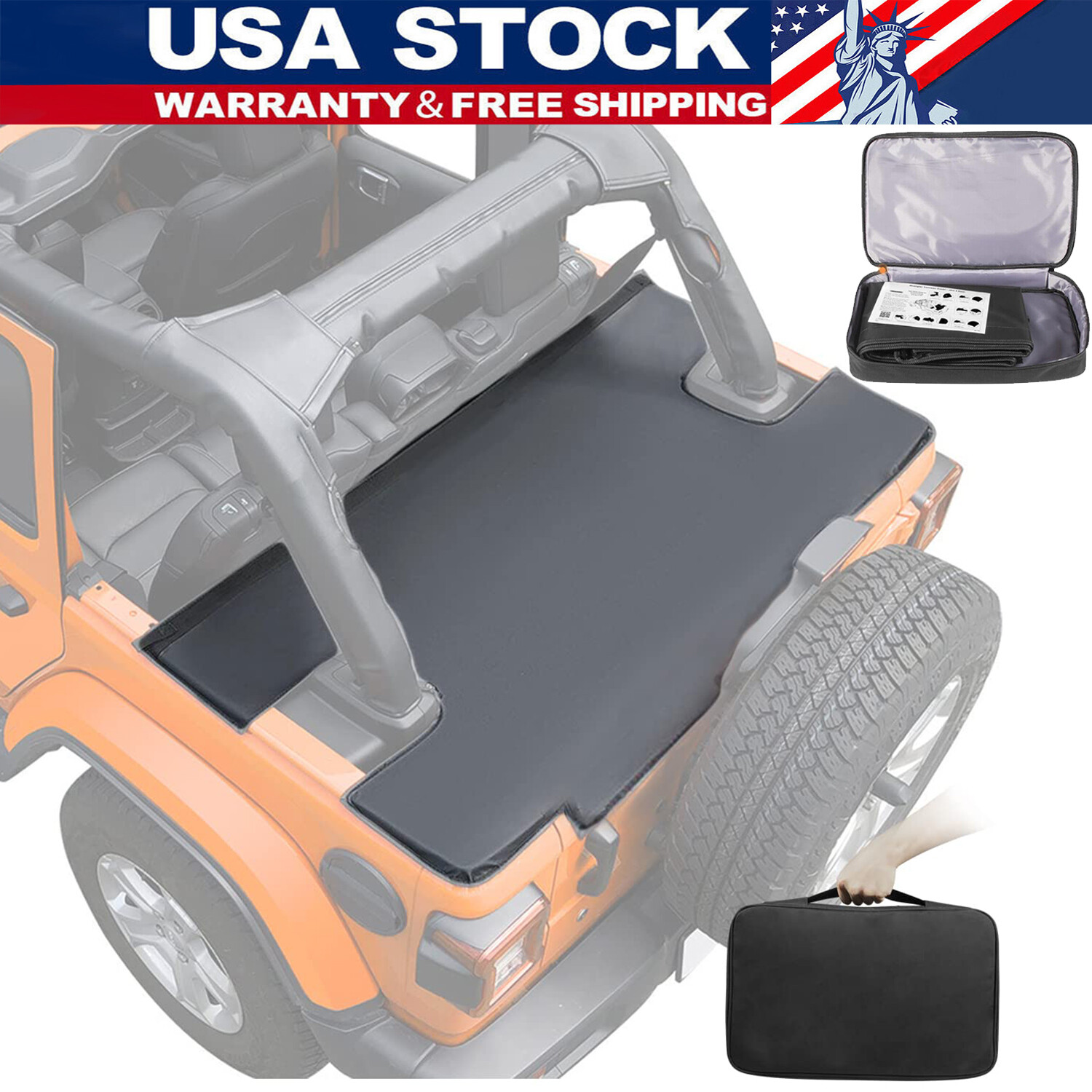 For 2007-2018 Jeep Wrangler JK Unlimited 4-Door Cargo Cover Tonneau Cover Shield