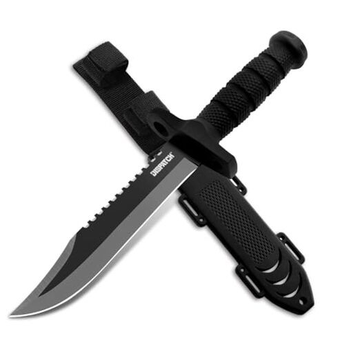 Fixed Blade Hunting Knife with Sheath, 12-inch Survival Knives Black Knife-8