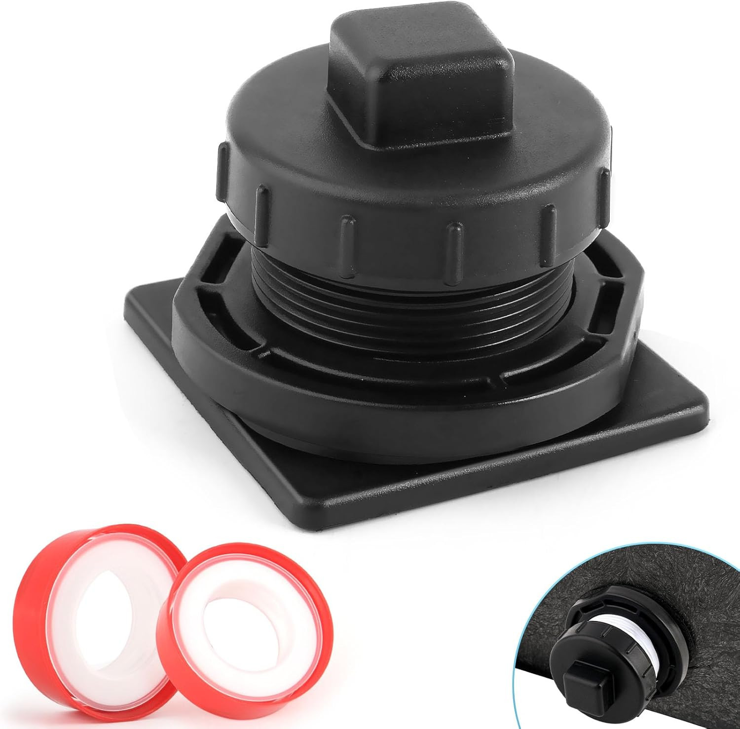 Stock Tank Drain Plug Kit for Rubbermaid Commercial 50/70/100/150/300 Gallon.