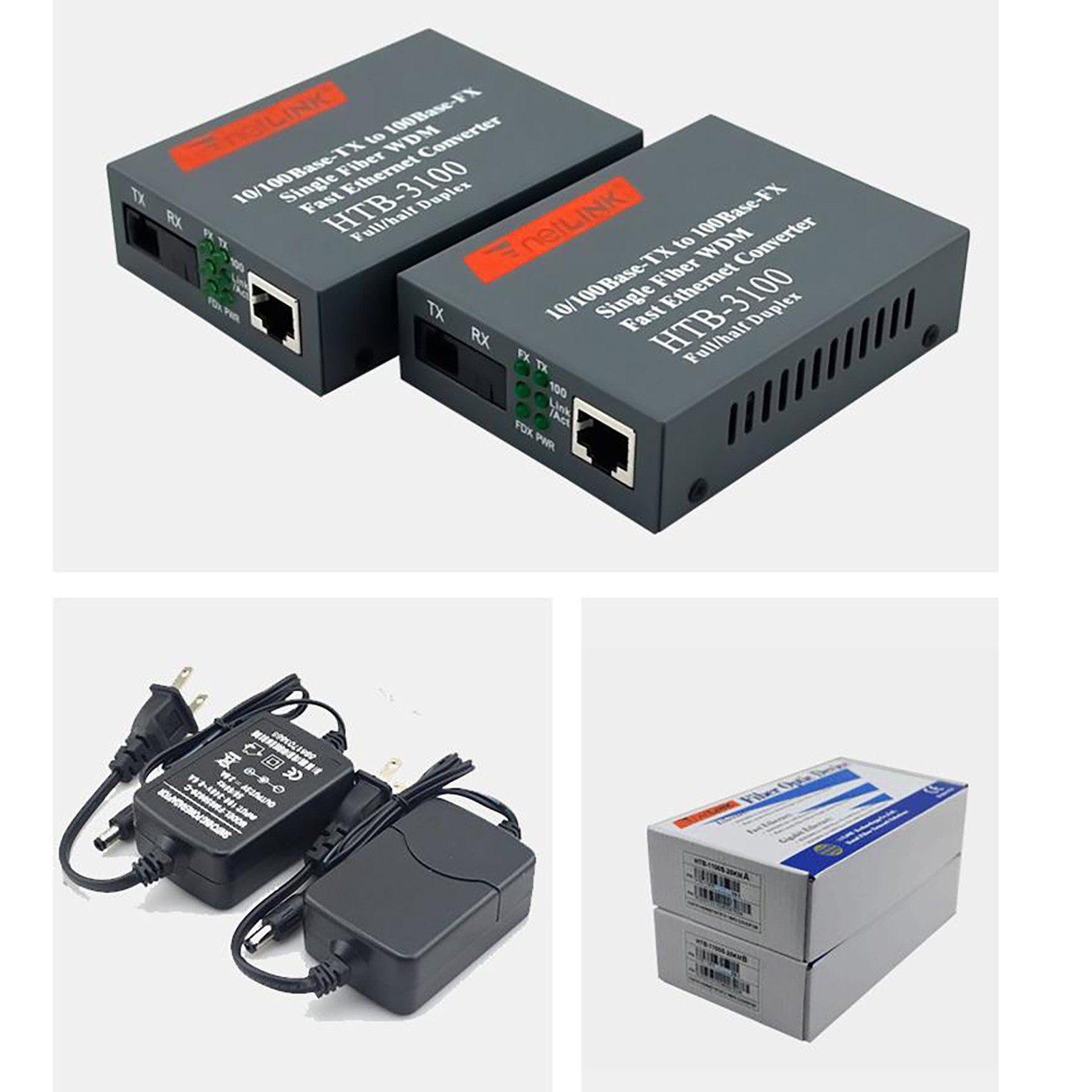 Premium 10/100Mbps Ethernet to Fiber Optic Media Converters-Singlemode 25Km 2pcs