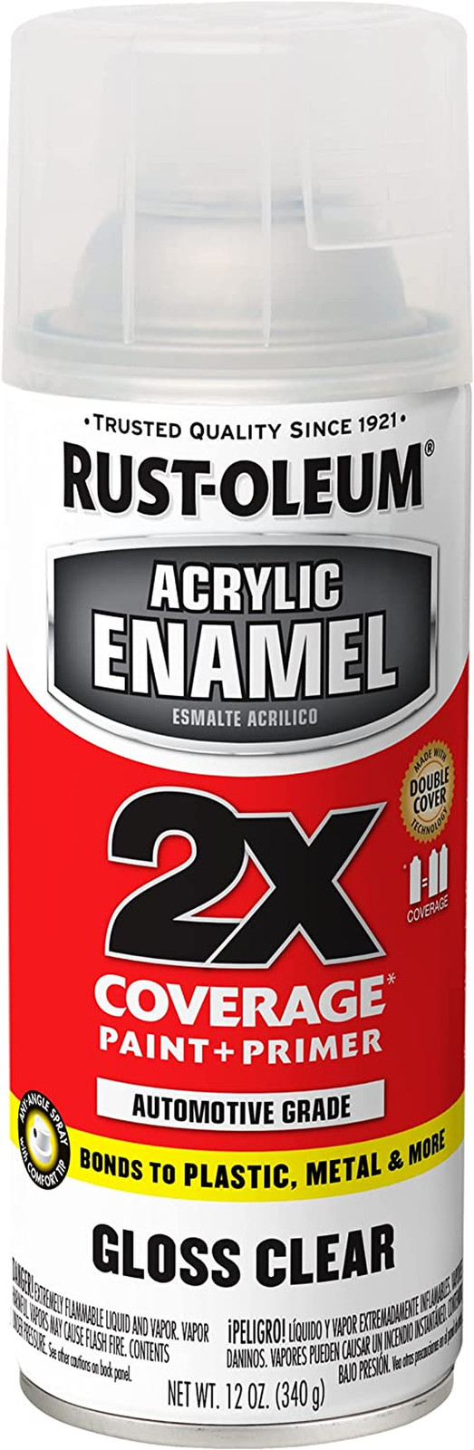 Rust-Oleum 271913 Acrylic Enamel 2X Spray Paint, 12 Oz, Gloss Clear