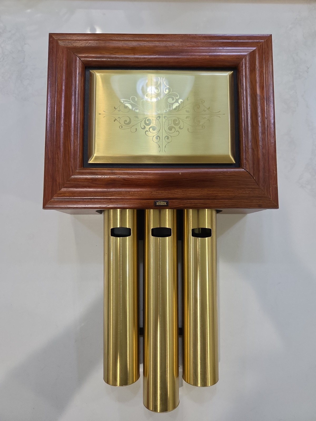 Vintage MCM Broan C305 Walnut Brass Real Wood Door Chime Sold As is - Untested