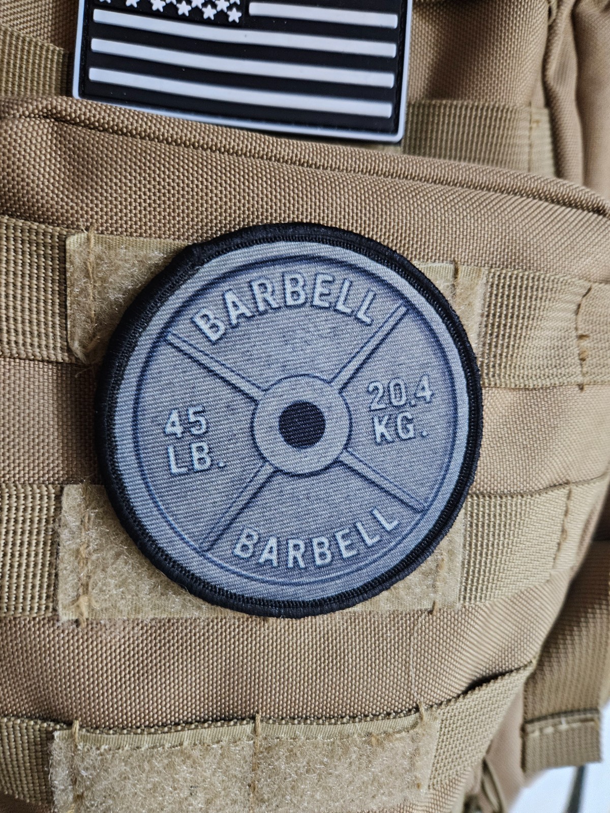 45 lbs barbell plate fitness 3" circle hook & loop tactical Funny patch