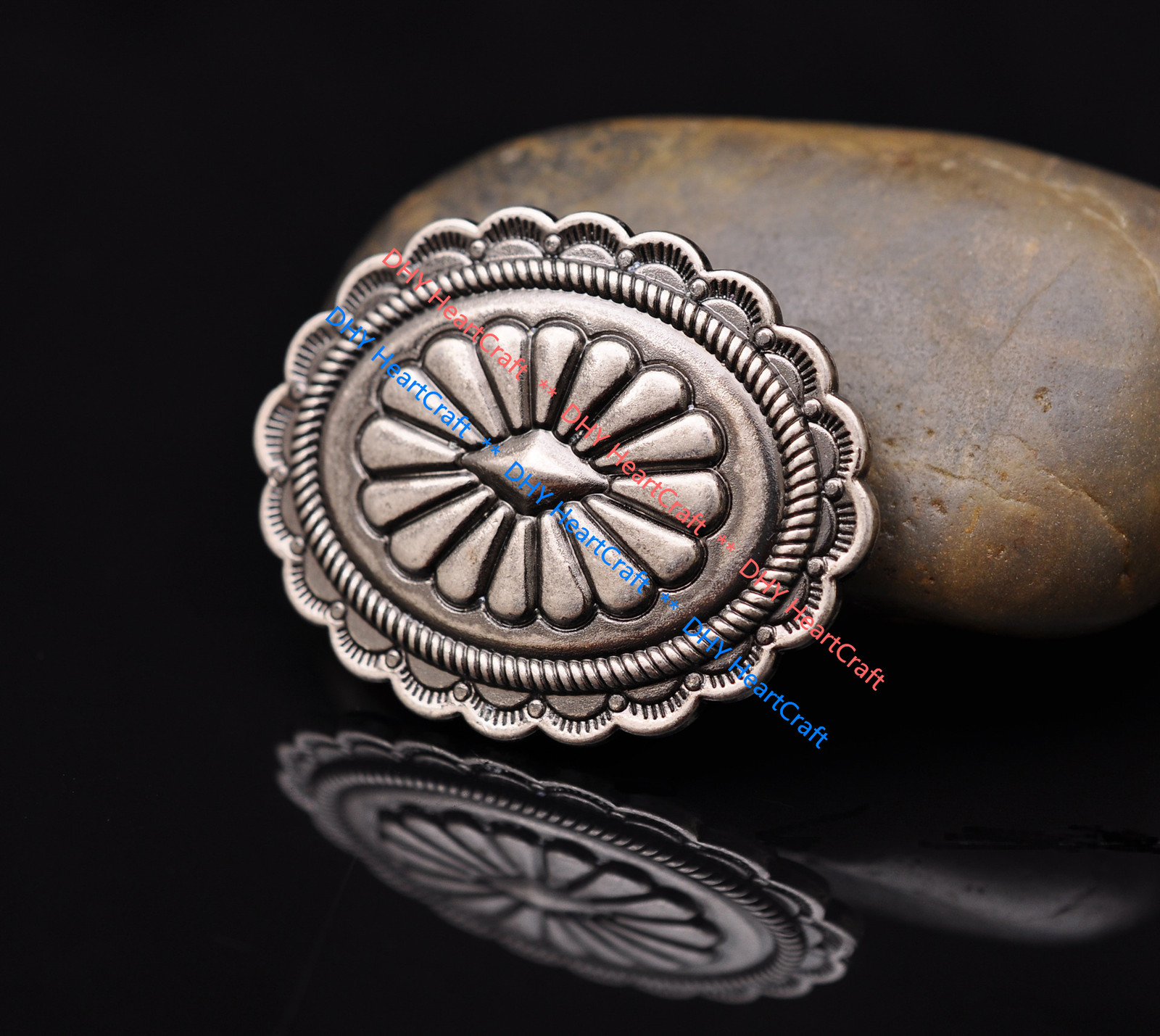6X Antique Silver South Mexican Tribal Flower Leathercraft Belt Handbag Concho