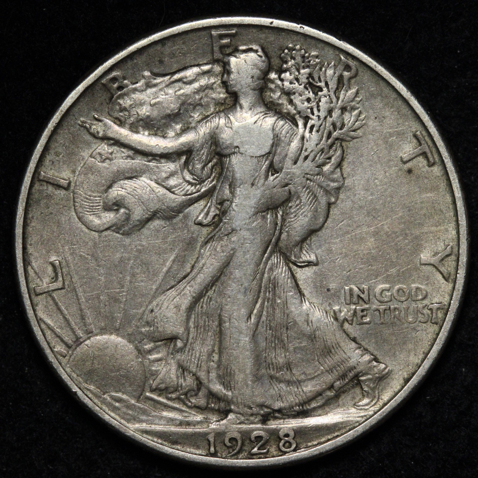 1928-S Walking Liberty Silver Half Dollar XF++ E369 GYRCFQ