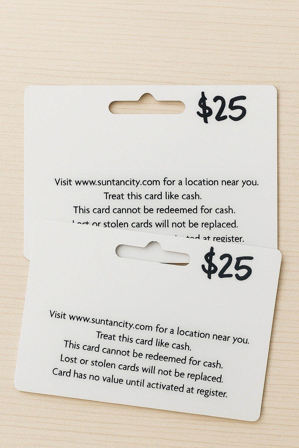 2 Sun Tan City Gift Cards - Total Value $50