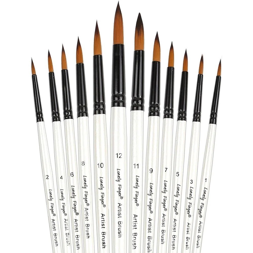 12 PCS round Paint Brushes Set Artist Brush for Acrylic Watercolor Oil Painting