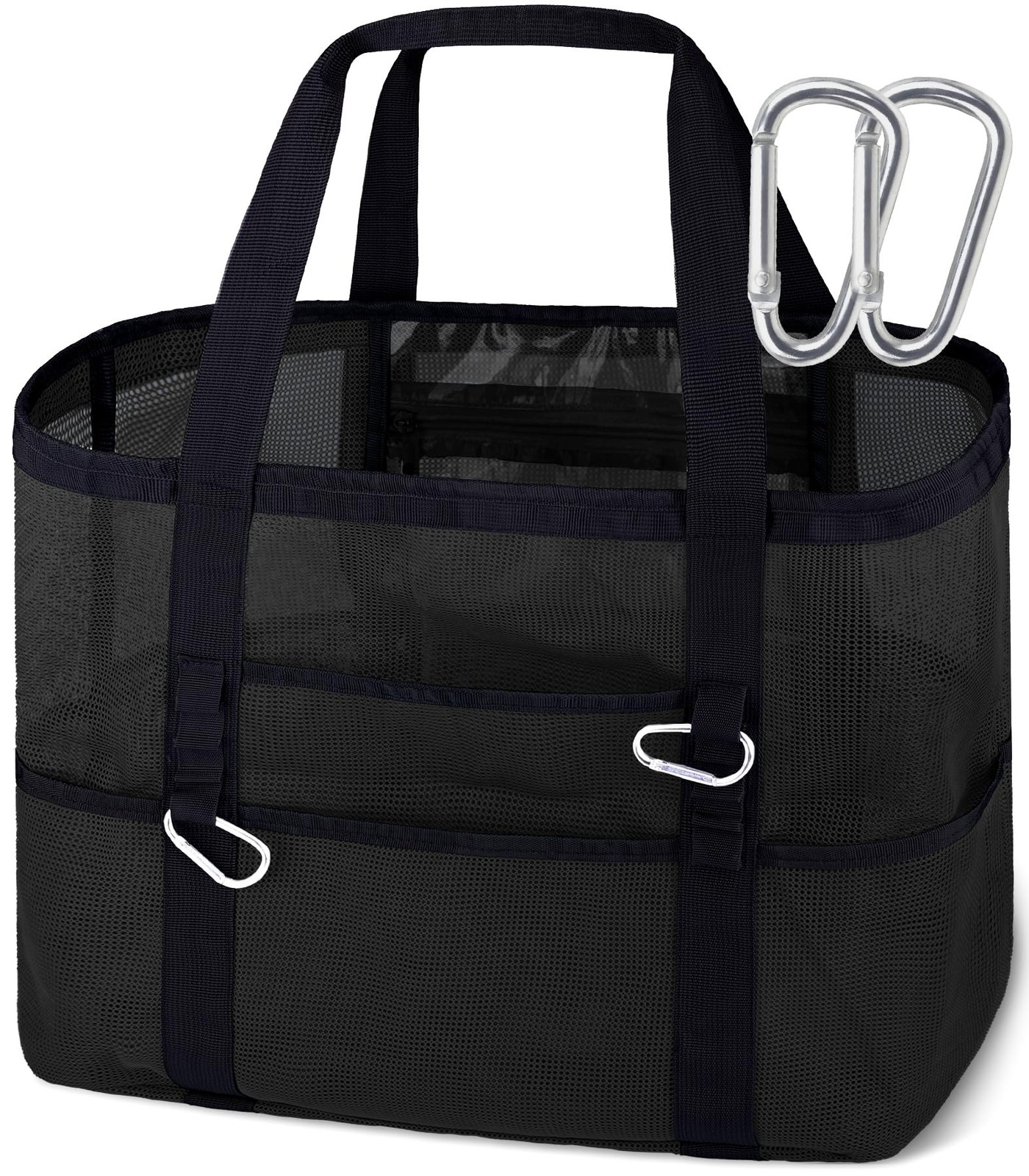 XX-Large Mesh Beach Bag Tote - 9 Pockets for Family Travel/Vacation & Beach E...