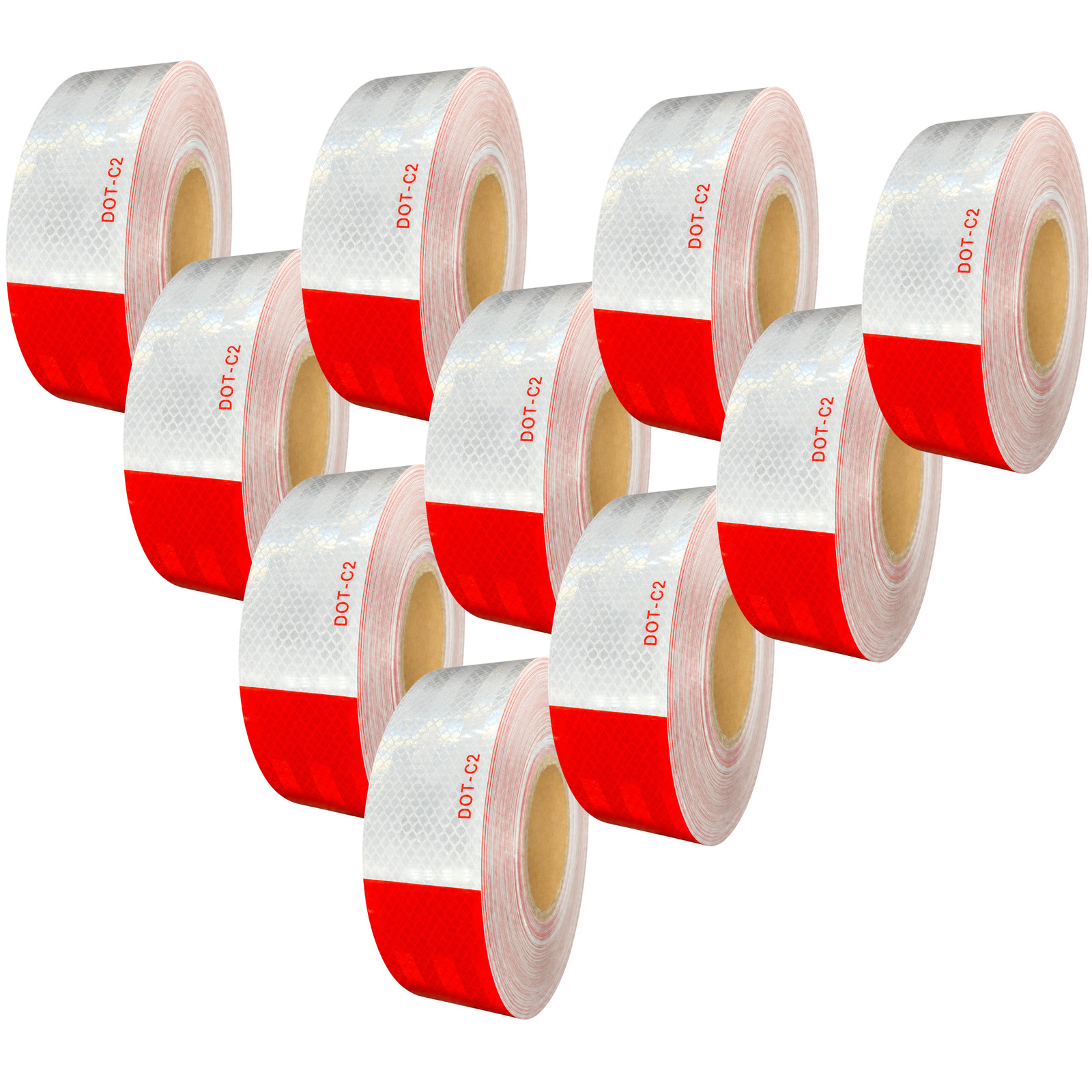 2"x150' DOT-C2 Reflective Safety Red White Conspicuity Tape Truck Trailer- Qty10