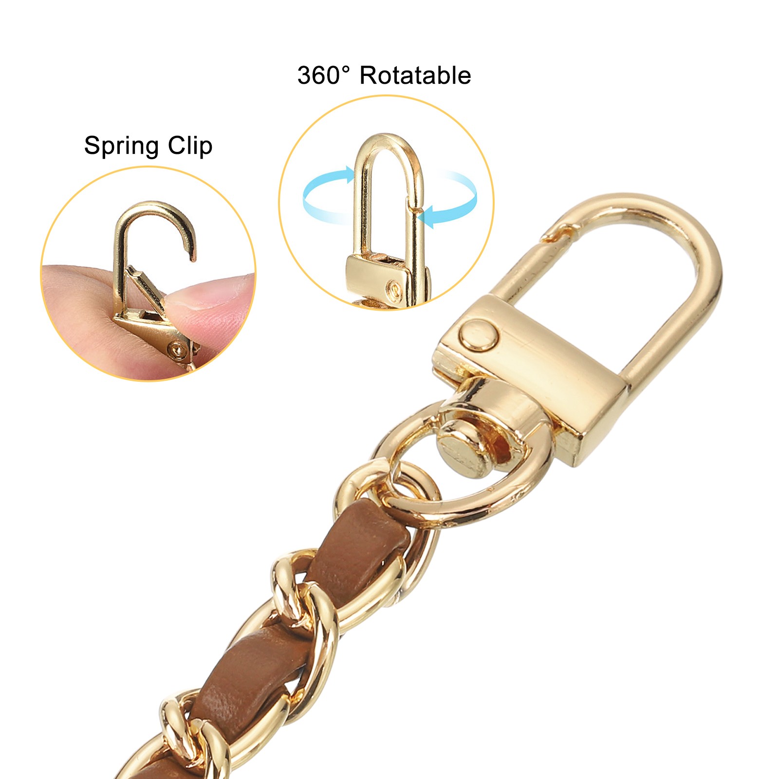 Purse Chain Strap, 53 Inch Adjustable Chains Strap Brown/Light Gold