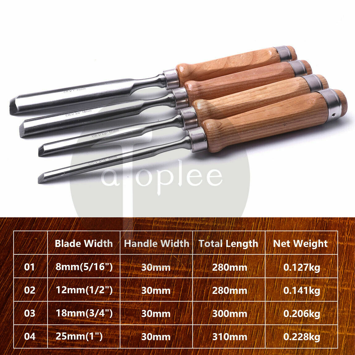 5/16"-1" 1/4X Professional Steel Woodworking chisel Wood Carving Hand gouges set
