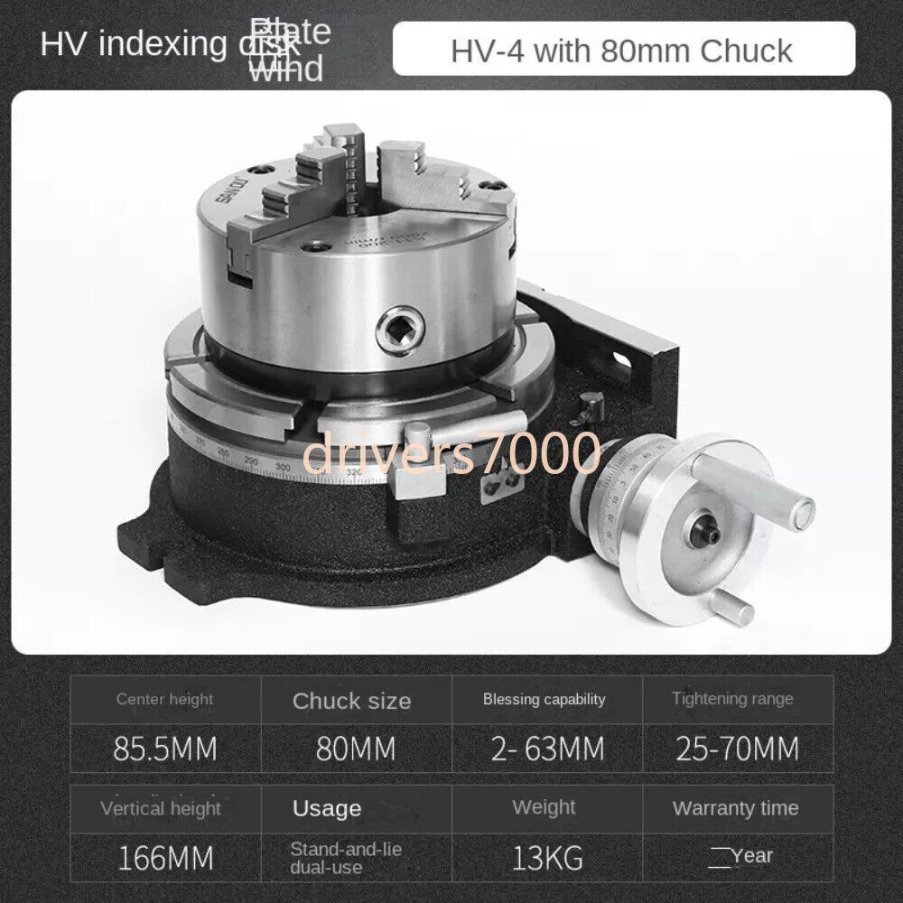 HV-4 Indexing Plate Vertical and Horizontal Rotary Table with 80mm Chucks