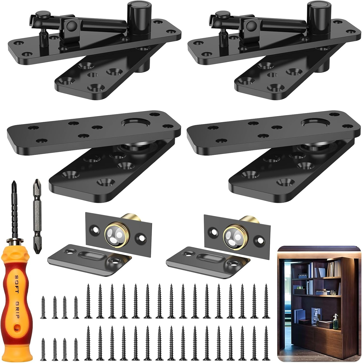 Heavy Duty Hidden Door Hinge, 570LBS Load Bearing Thickened Solid Alloy Steel, 3