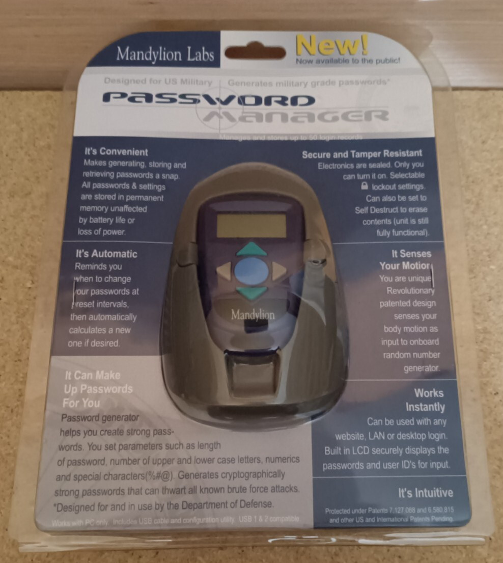 Mandylion Labs Military Grade Password Manager.  SEALED!!!