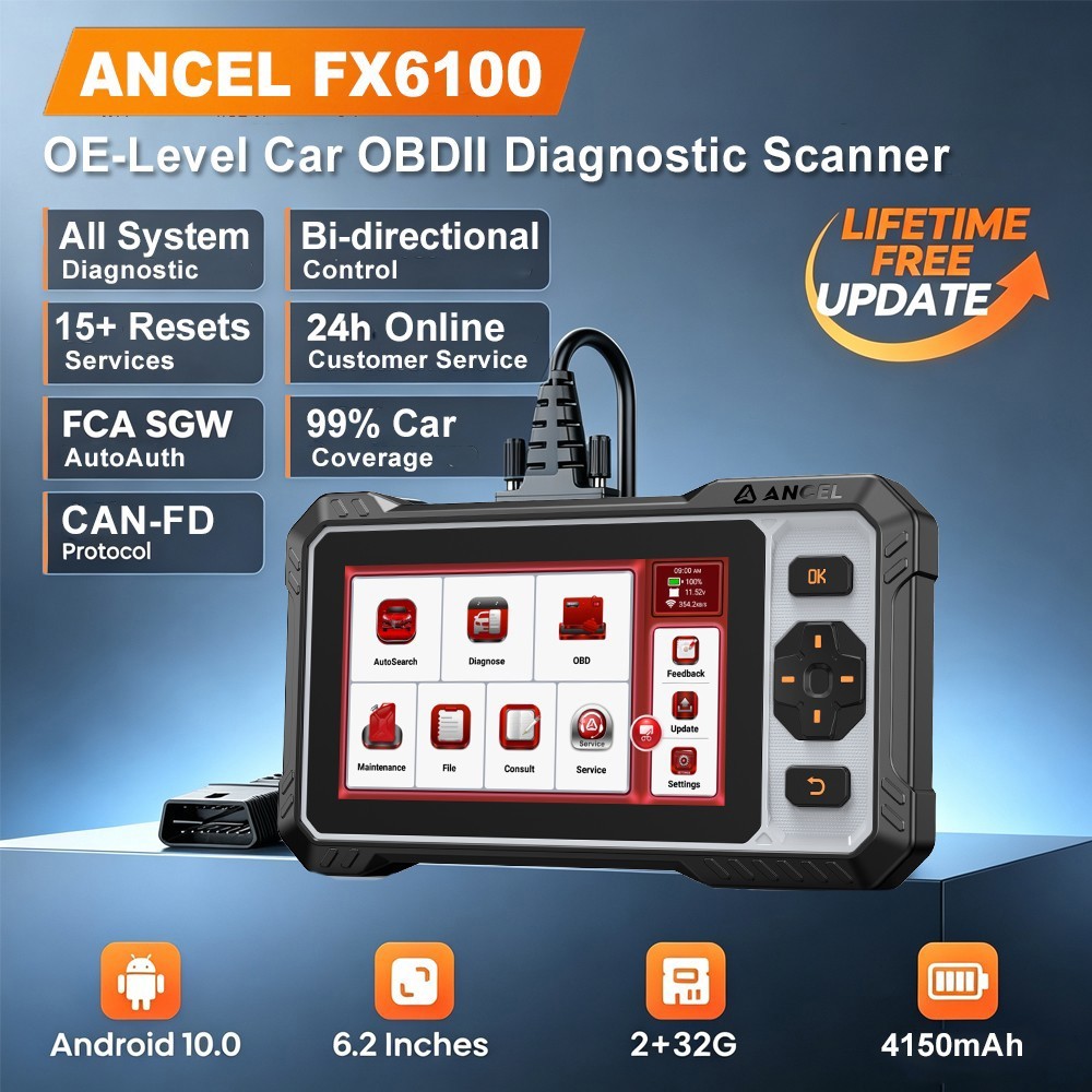 FX6100 Car Scanner OBD2 Bidirectional All Systems Diagnostic Tool FCA AutoAuth