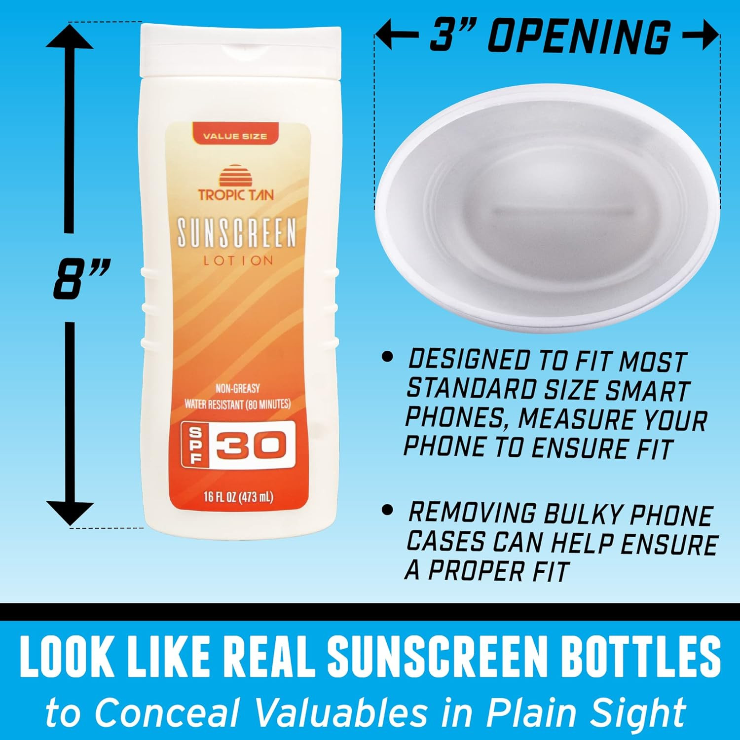 Sunscreen Diversion Safe Bottles 2 Pack - Safely Hides Your Valuables