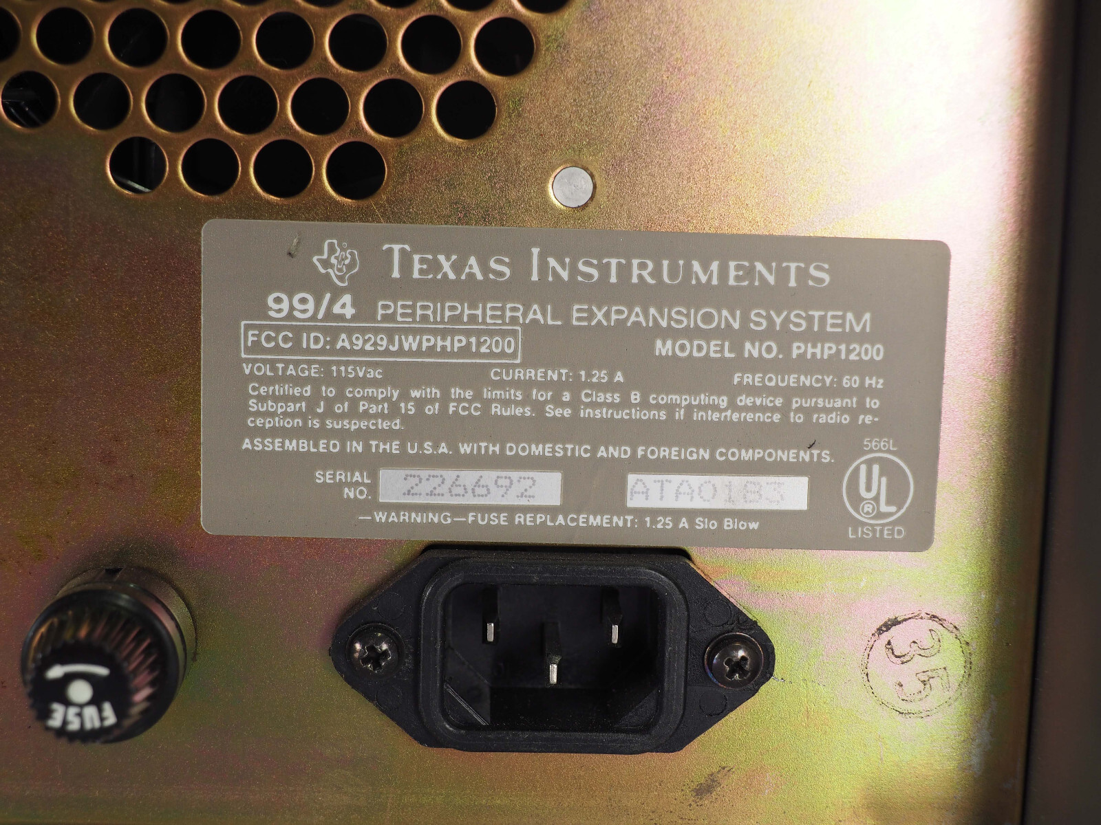 Texas Insturments PHP1200 99/4 Peripheral Expansion System