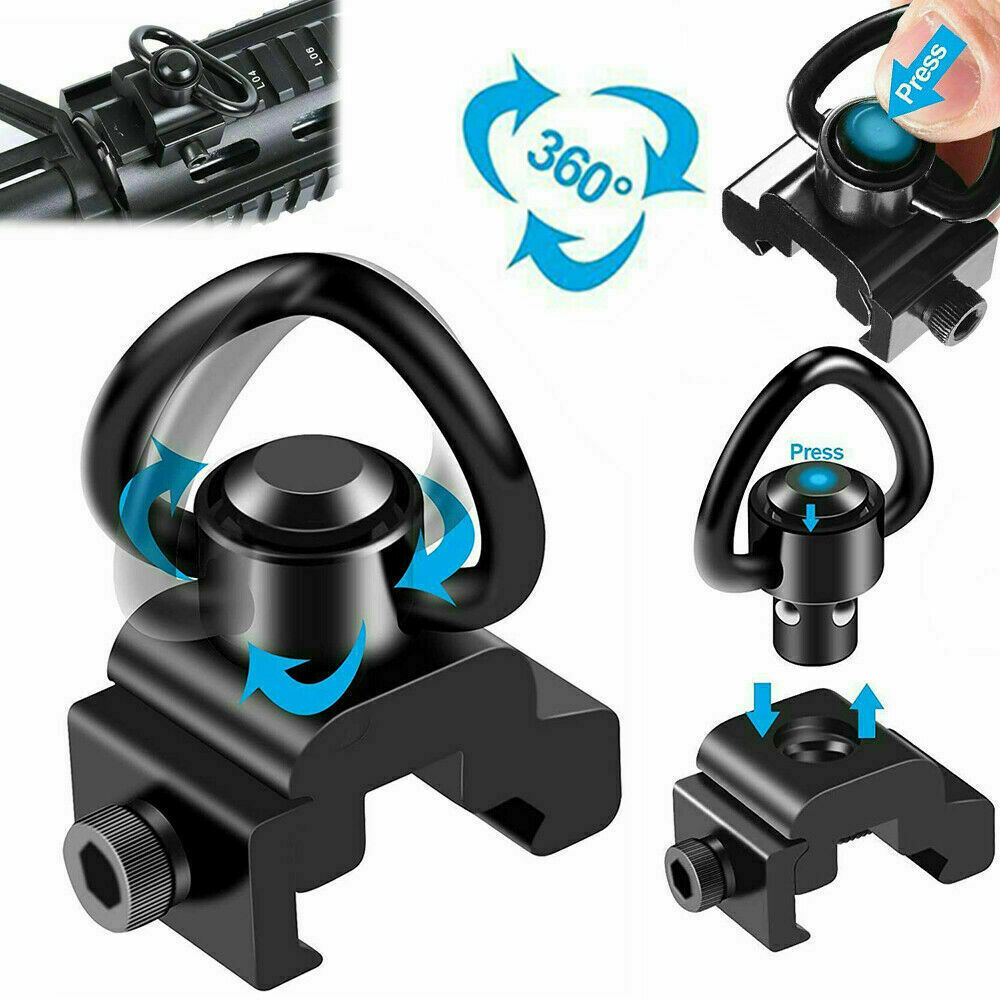Push Button QD Quick Release Sling Swivel Adapter for 20mm Picatinny Rail Mount