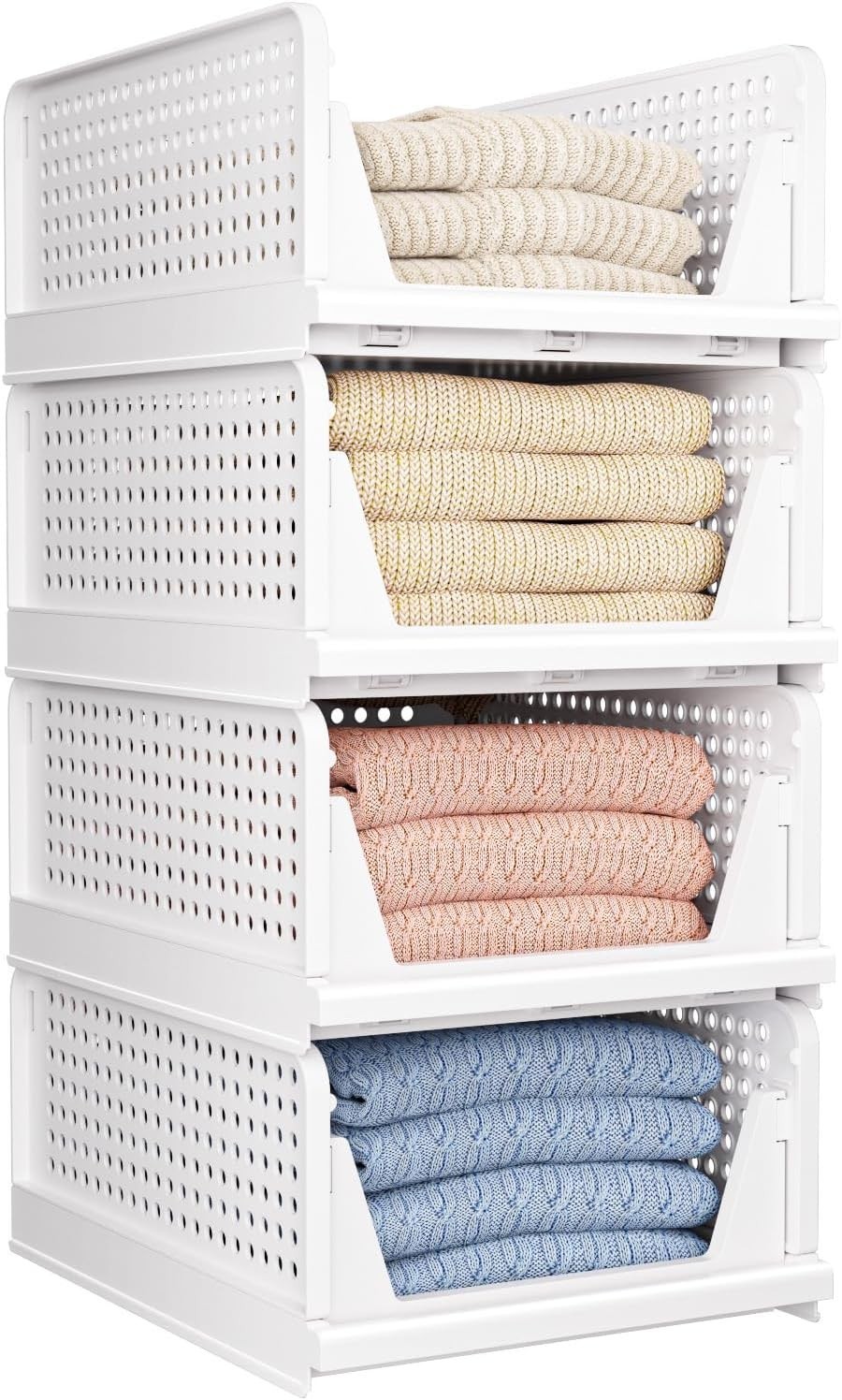 5 Pack Closet Organizers Storage Box Closet Storage Stackable Storage Bins