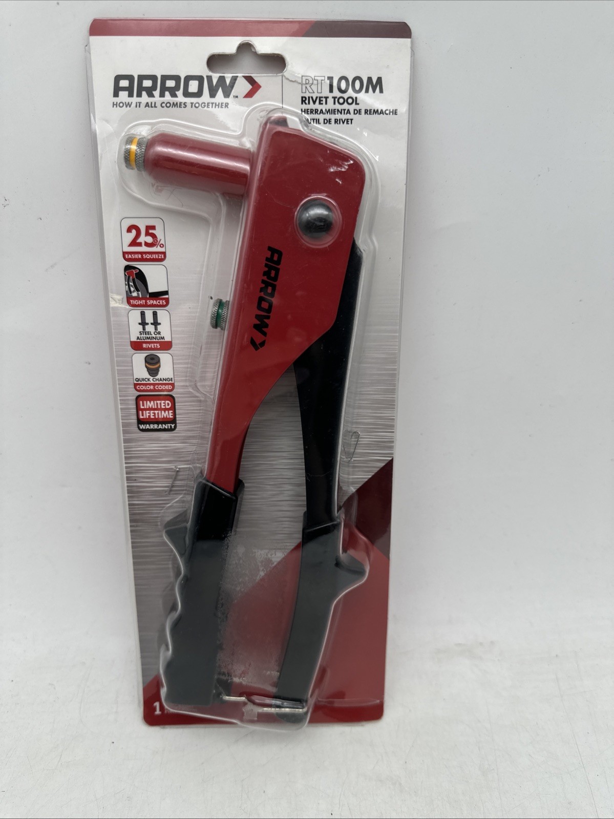 Arrow Lightweight Rivet Tool With Ergonomic Grip Steel Constructed RT100M