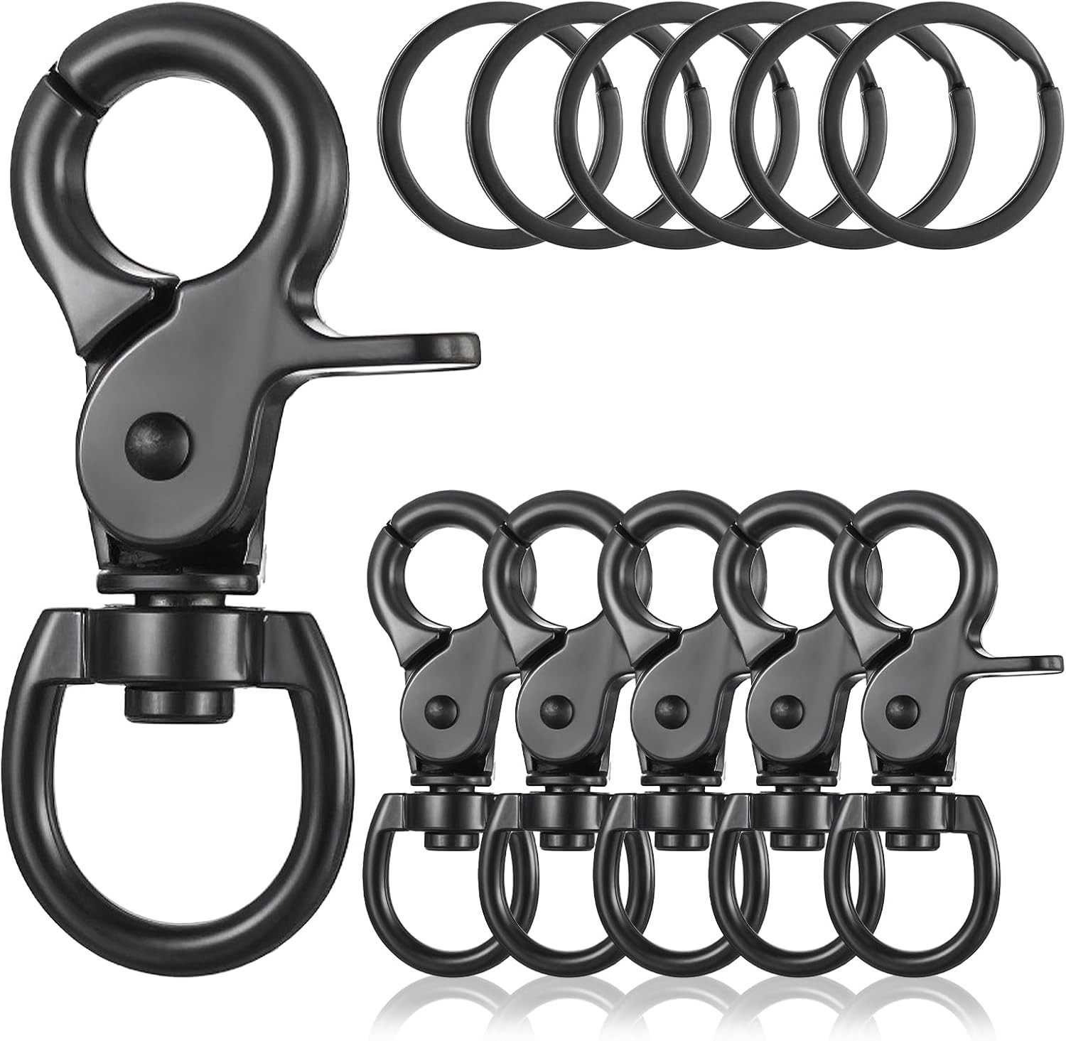 6 Pcs Black Swivel Snap Hooks, 60mm Zinc Alloy Trigger Carabiner, Heavy Duty ...