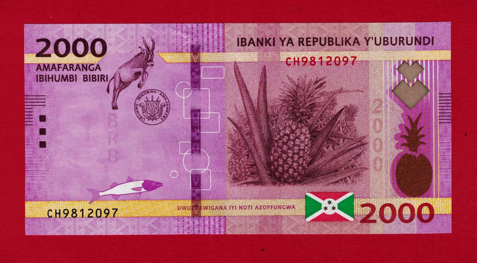 BURUNDI 2000 2,000 FRANCS 2023 DEUX MILLE FRANCS UNC Note - Prefix: CH (Pick-52)