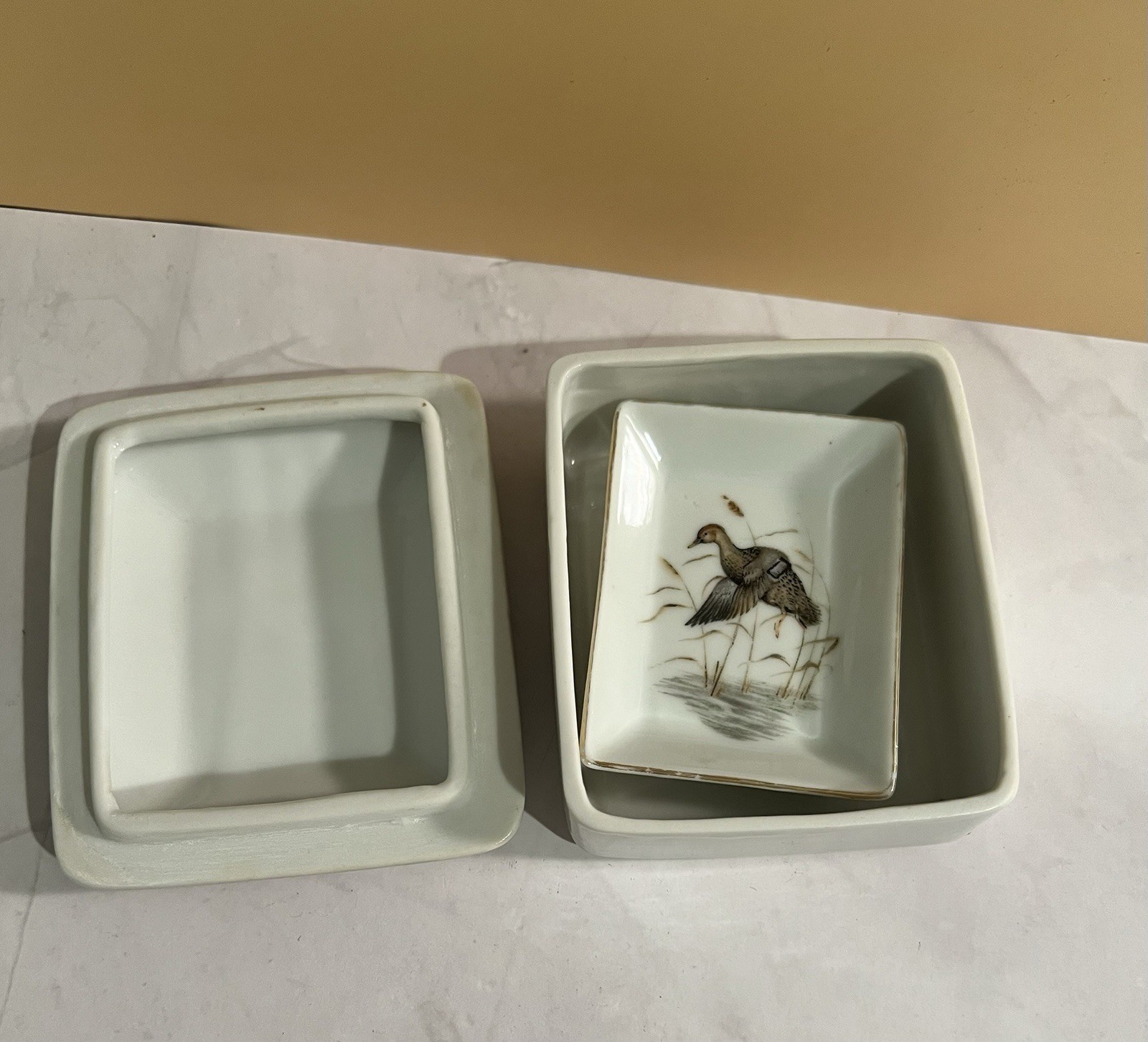 vintage Lefton China hand-painted trinket Box