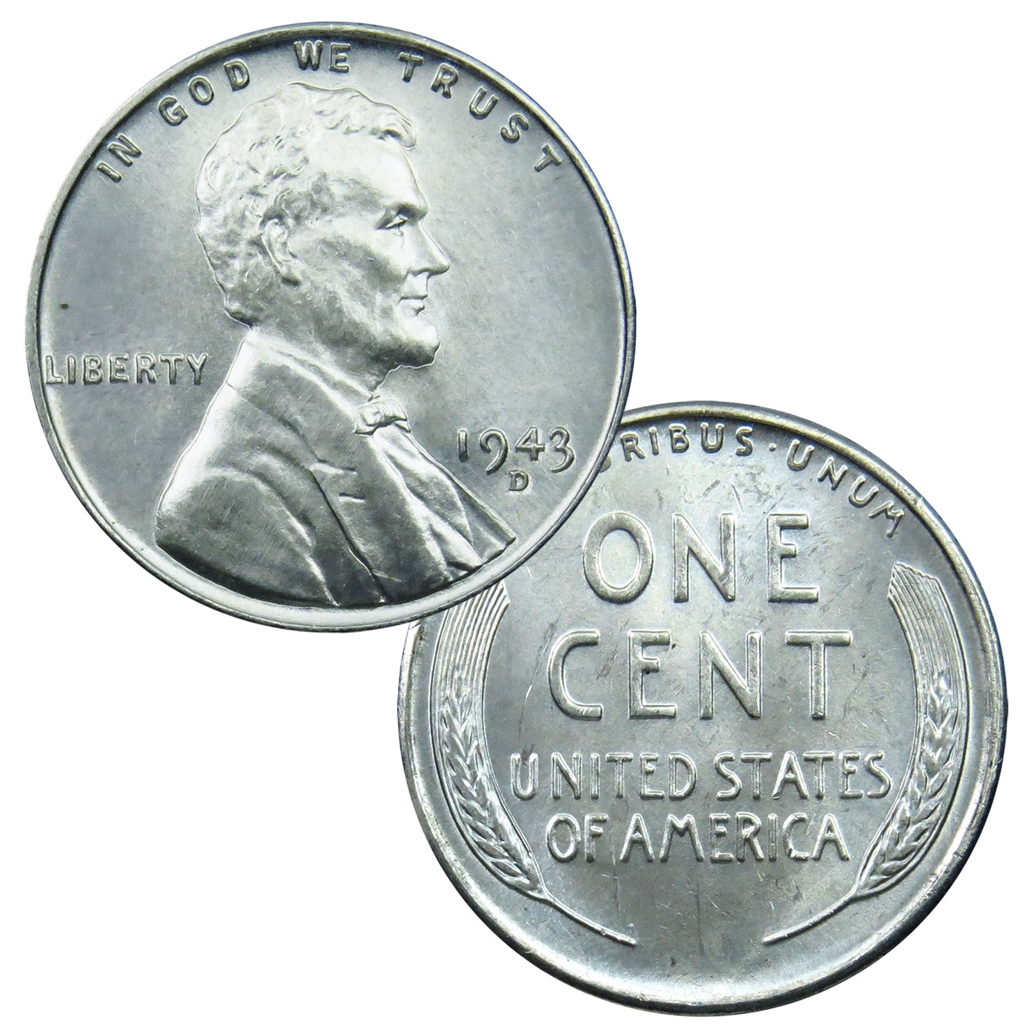 1943 D Steel Penny WWII Wartime Cent in Brilliant Uncirculated BU Condition