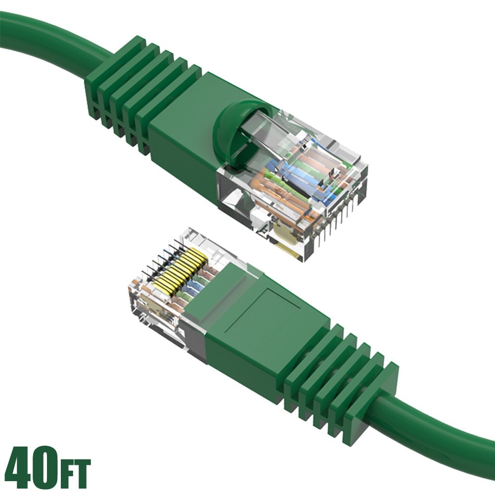 40FT Cat5E RJ45 Network LAN Ethernet UTP Patch Cable Snagless Boot Copper Green