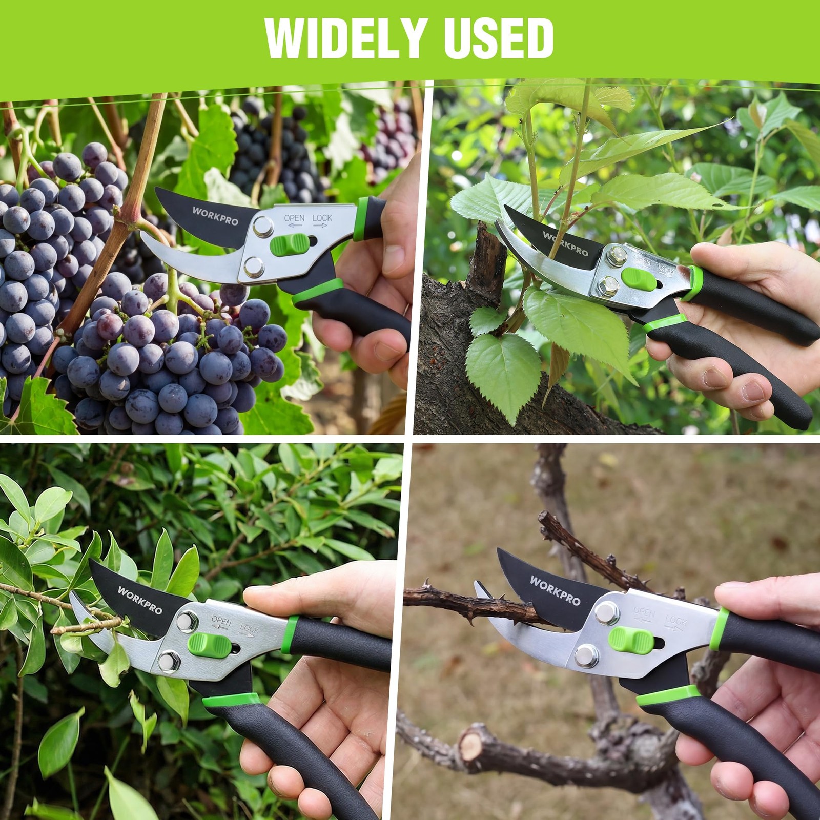 WORKPRO Bypass Pruning Shears, 8.5" Hand Pruner with Non-Slip Grip