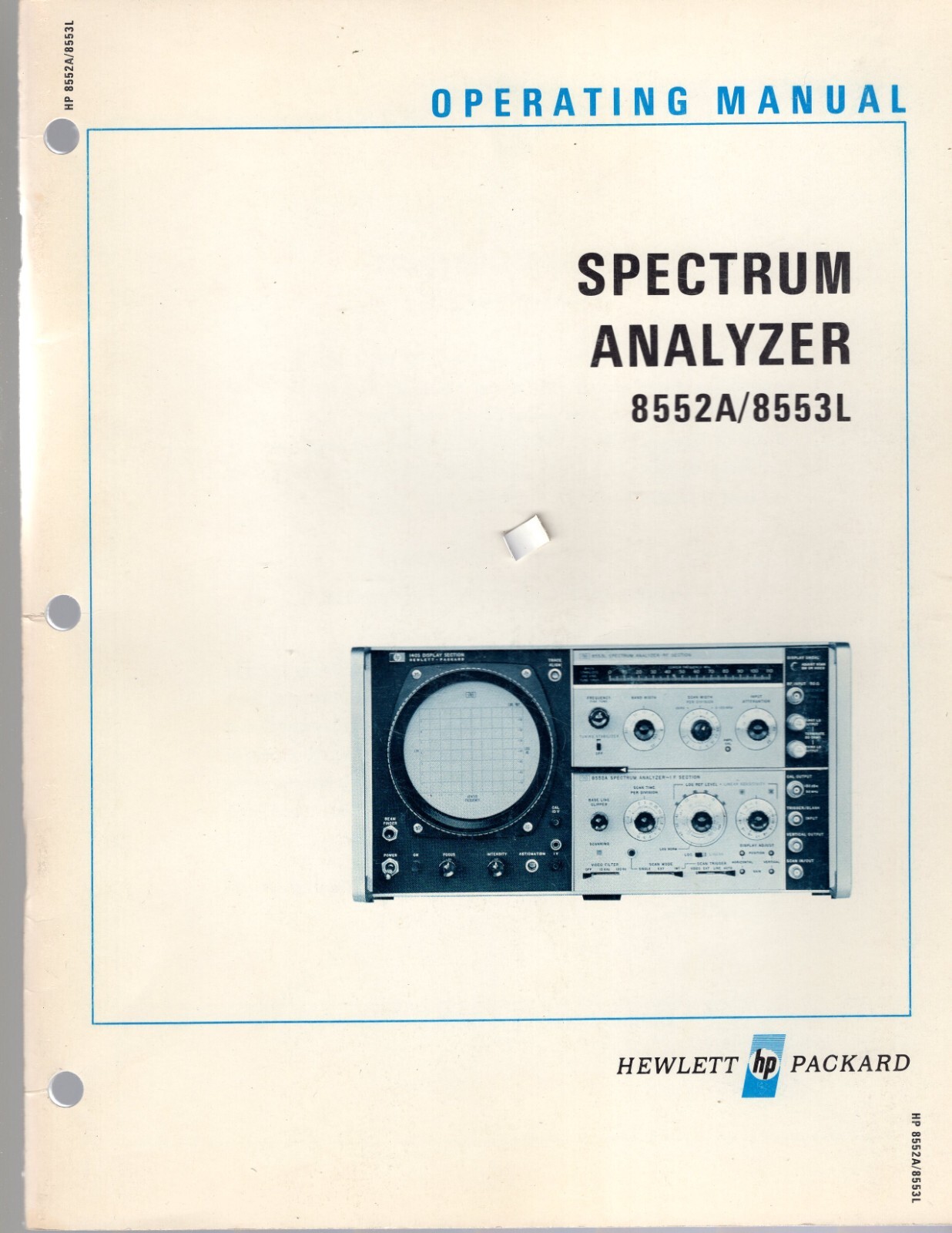 Genuine Original Hewlett Packard 8554L/8552A Spectrum Analyzer Operating Manual