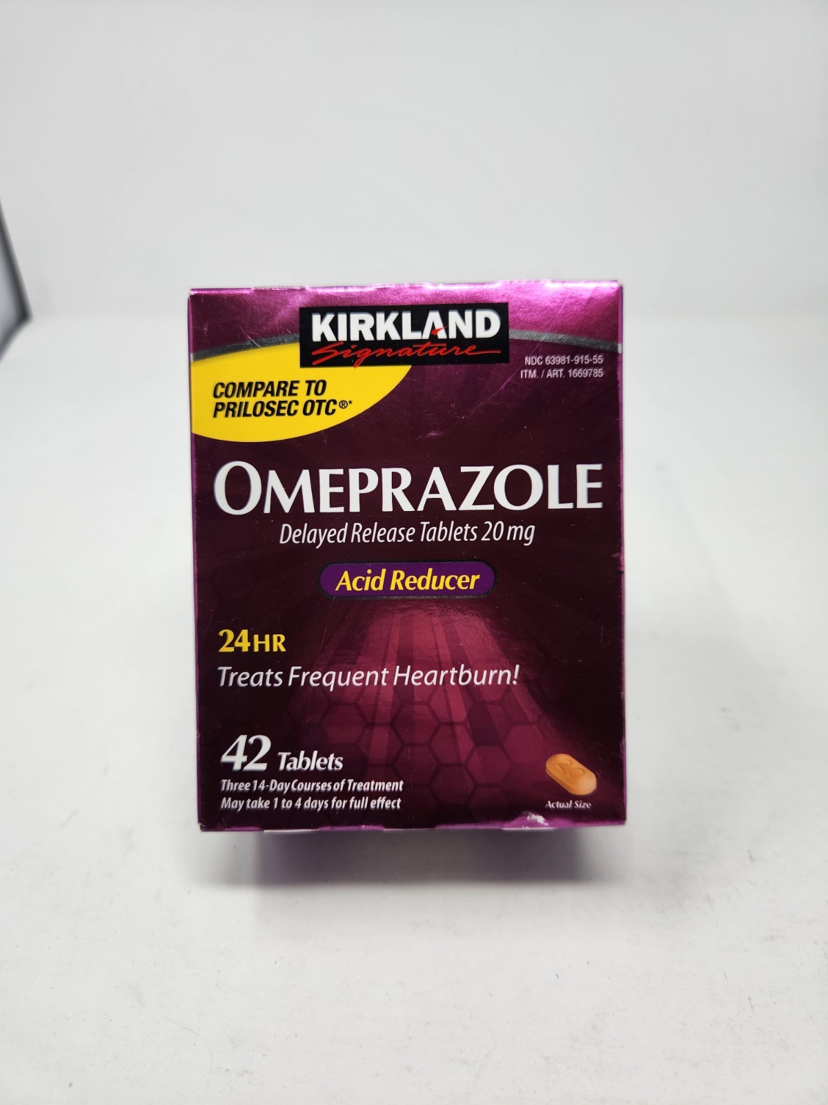 Kirkland Omeprazole 24 HR Acid Reducer 42 Tablets Compare Prilosec Exp 10/2026