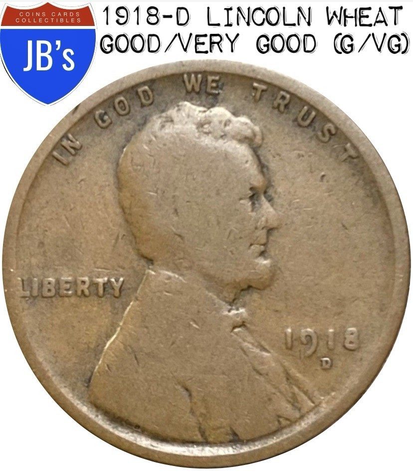 1918-D Lincoln Wheat Cent Penny 1c - Good/Very Good (G/VG)