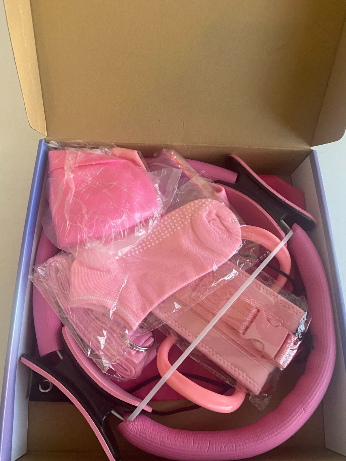 Dilobio Ring Circle set Home Pilates Workout Kit for Women YOGA PINK
