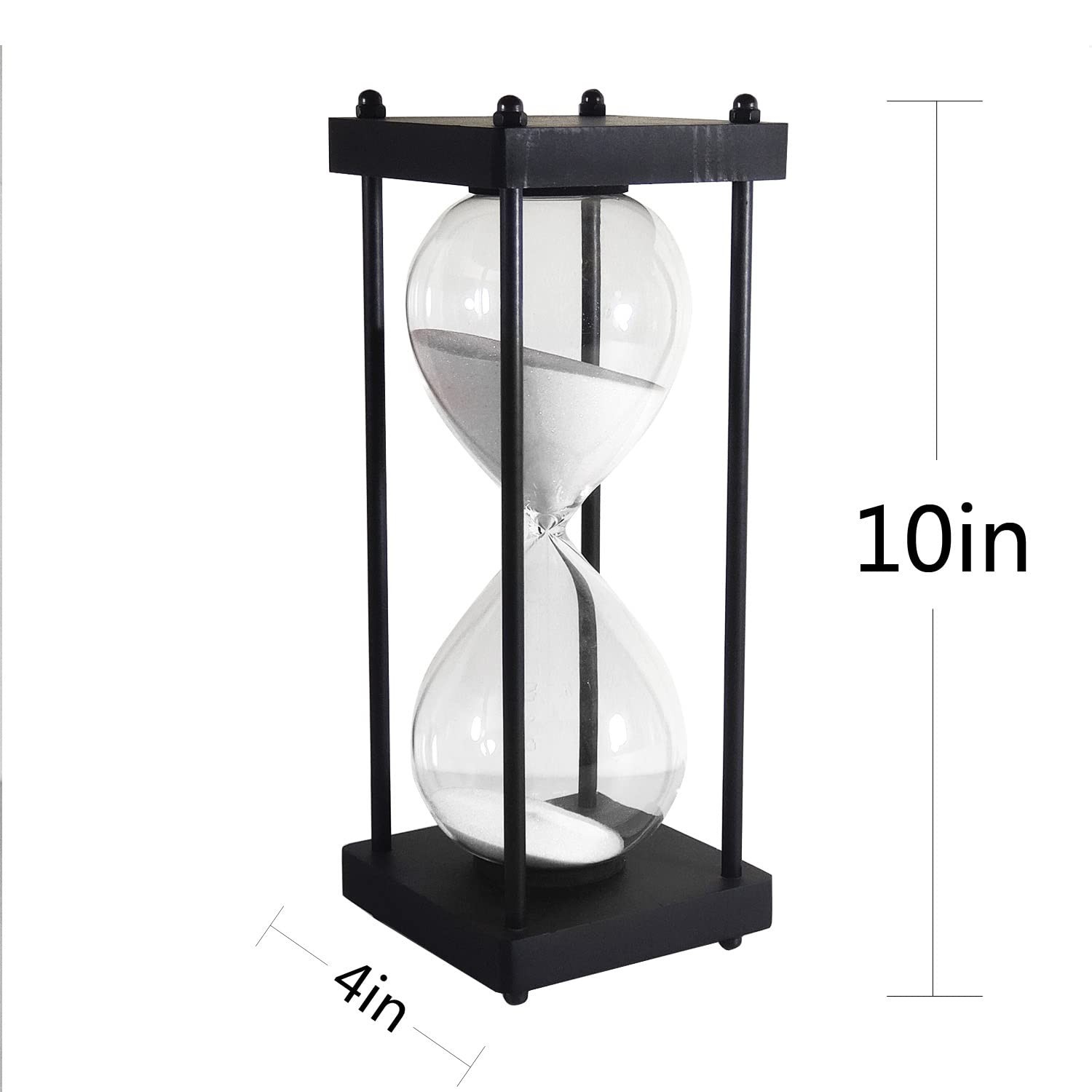 Large Hourglass Timer 60 Minute, Decorative Black Frame Sandglass with White ...