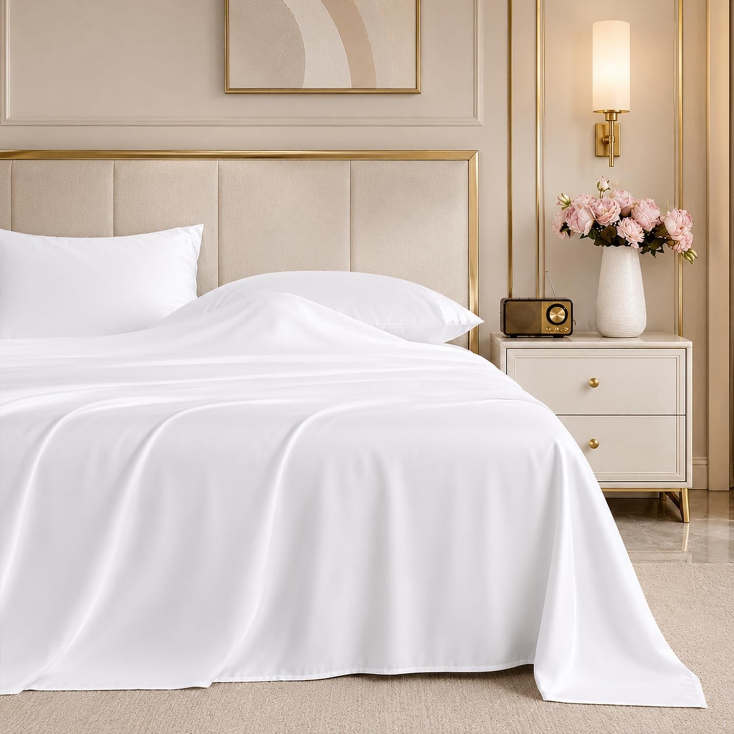 High Thread Count 1800 Queen Sheet Set - Soft & Breathable Luxury Bedding