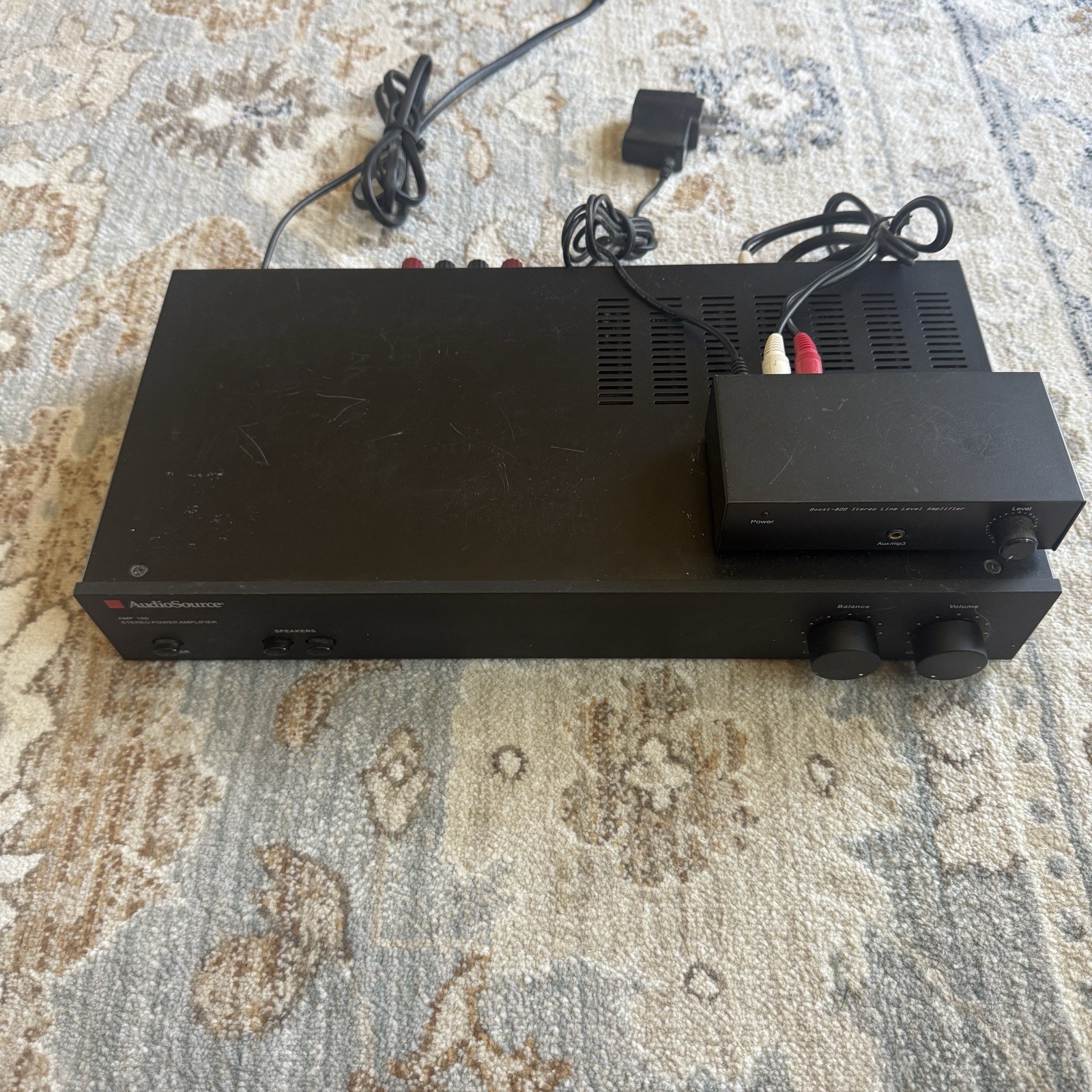 AudioSource AMP 100 Stereo Power Amplifier + Boost 800 Stereo Line Amp Tested