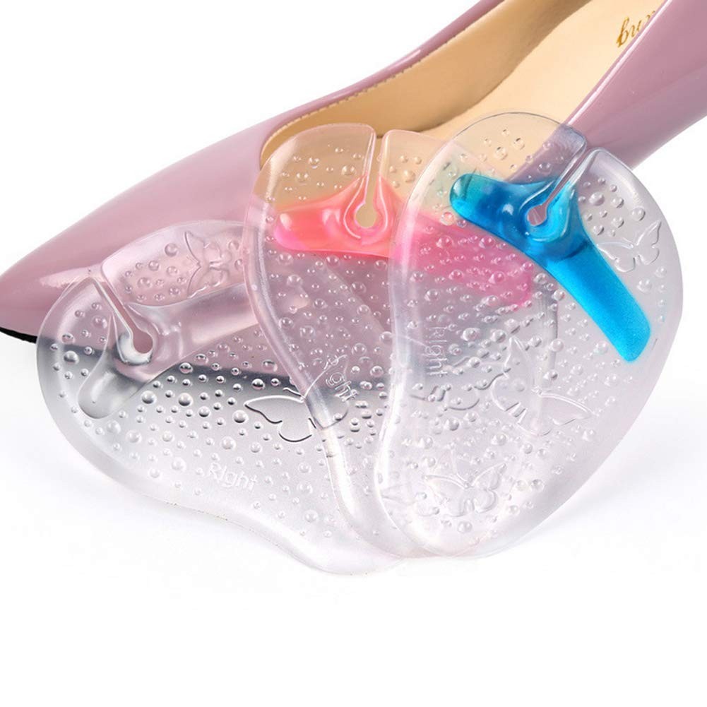 3 Pairs Clear Butterfly Pattern Silicone Thong Sandal Forefoot Insoles Pads F...