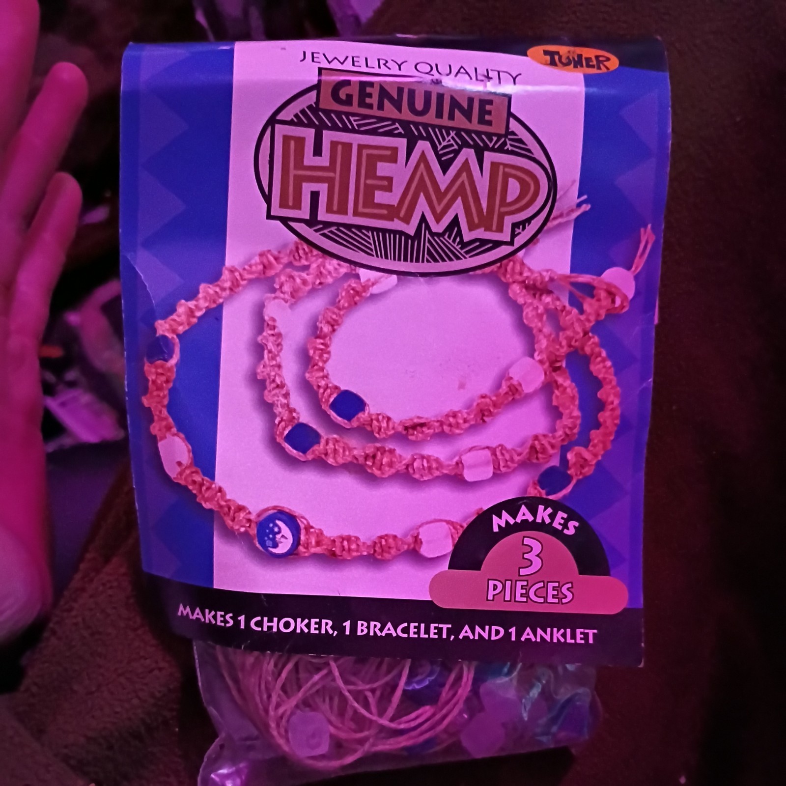 Toner Genuine Hemp Jewelry Quality Makes 3 Peices 1 Choker Bracelet & Anklet Set